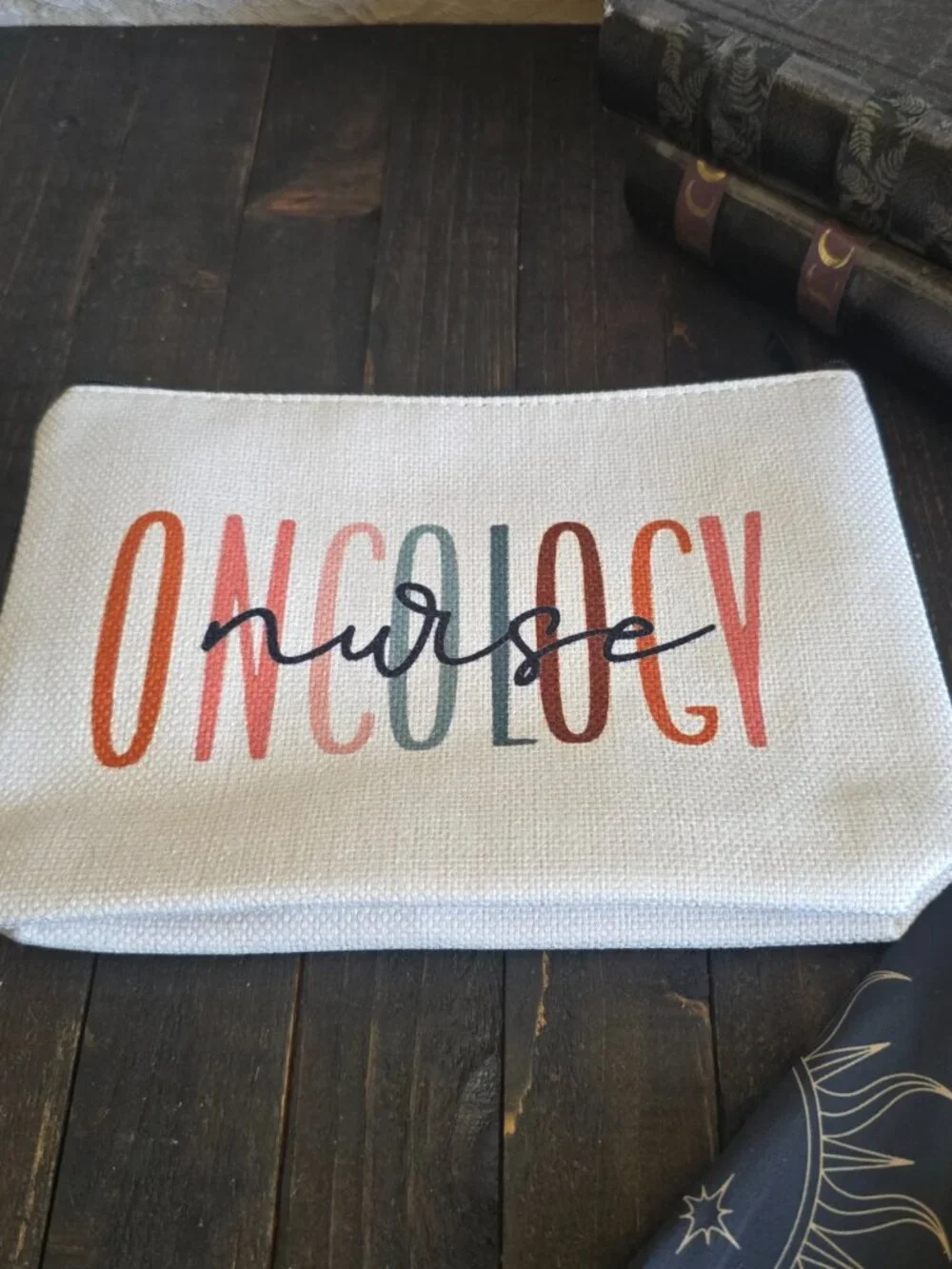 Oncology Nurse Cream Color Canvas Pouch - Gifts - organizing - cosmetics